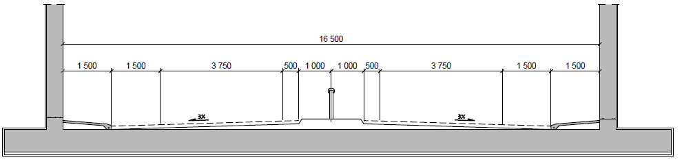 53 Figur 23. Prinsipielt lengde- og tverrsnitt av konstruksjon for kryssing av Dovrebanen og fylkesveg på Åmillom Figur 24.