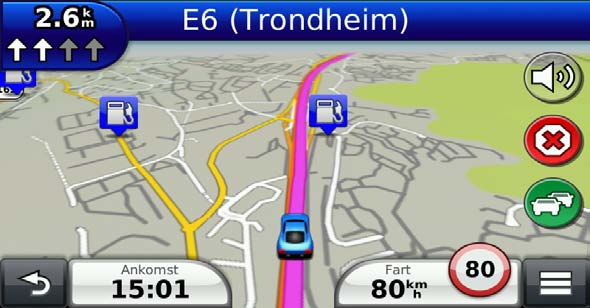 Navigasjon Du kan opprette, tilpasse og redigere rutene. Starte en rute 1 Søk etter en posisjon (side 14). 2 Velg en posisjon. 3 Velg Start!. 4 Velg eventuelt en rute.