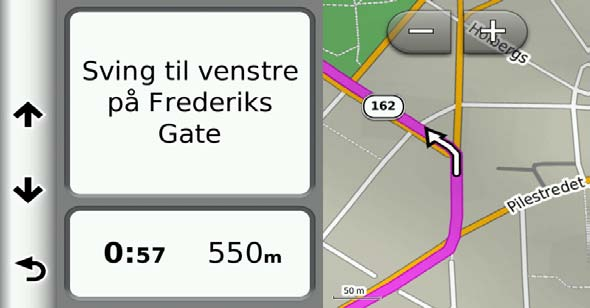 Når du nærmer deg et veikryss på en rute, vises bildet av veikrysset en kort stund (hvis tilgjengelig).