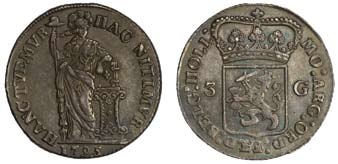 380 785 Hollandske kongedømme, dukat 1804 F.317 1+ 600 786 Hollandske kongedømme, dukat 1814 F.