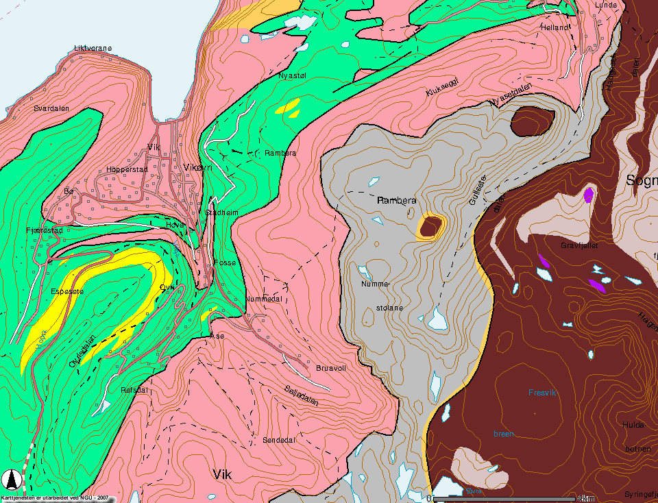 Figur 4. Kartet viser berggrunnsgeologien i tiltaks-området (fra www.ngu.no/kart/area lis) Figur 5.