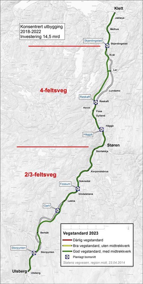 Planer under utarbeidelse - strekningsvis oversikt Konsentrert utbygging