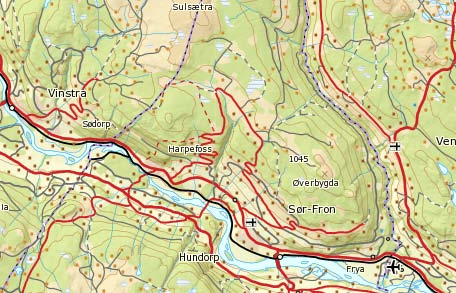 NY E6 I SØR-FRON KOMMUNE 11 1 2 3 4 5 6 7 8 9 Figur 6 Vegens delelementer (Kartgrunnlag- Statens Kartverk) 2.