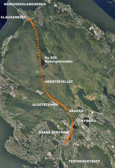 Kr Nyborgtunnelen: Vil korte inn E39 med om lag 5 km Vedtatt kommunedelplan fra 2001
