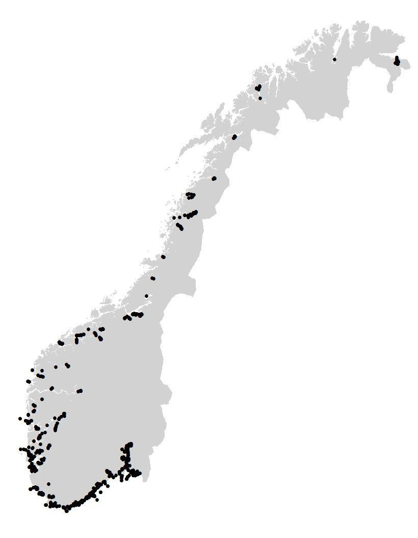Data NIVA databasen > 3000 prøver habitat type: sediment prøvetaking: van Veen 0.