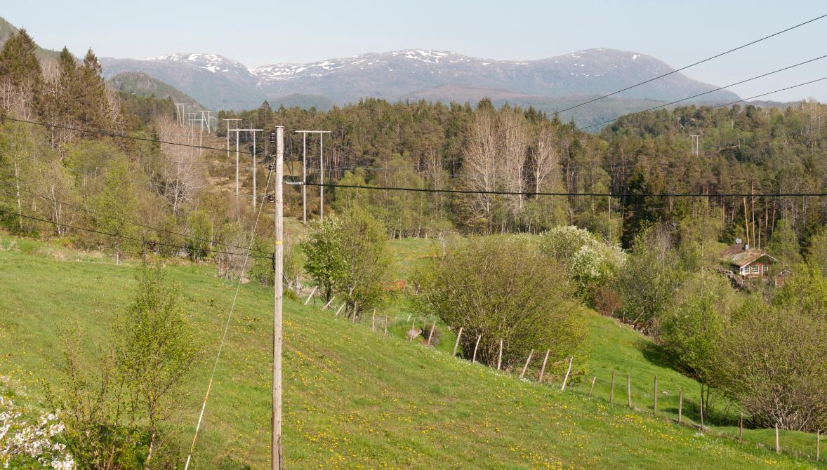 Vest for Almenningfjellet industriområde til Deknepollen skal det bygges ny ledning sør for og parallelt med eksisterende ledninger og ryddegata vil med tiden gro igjen for