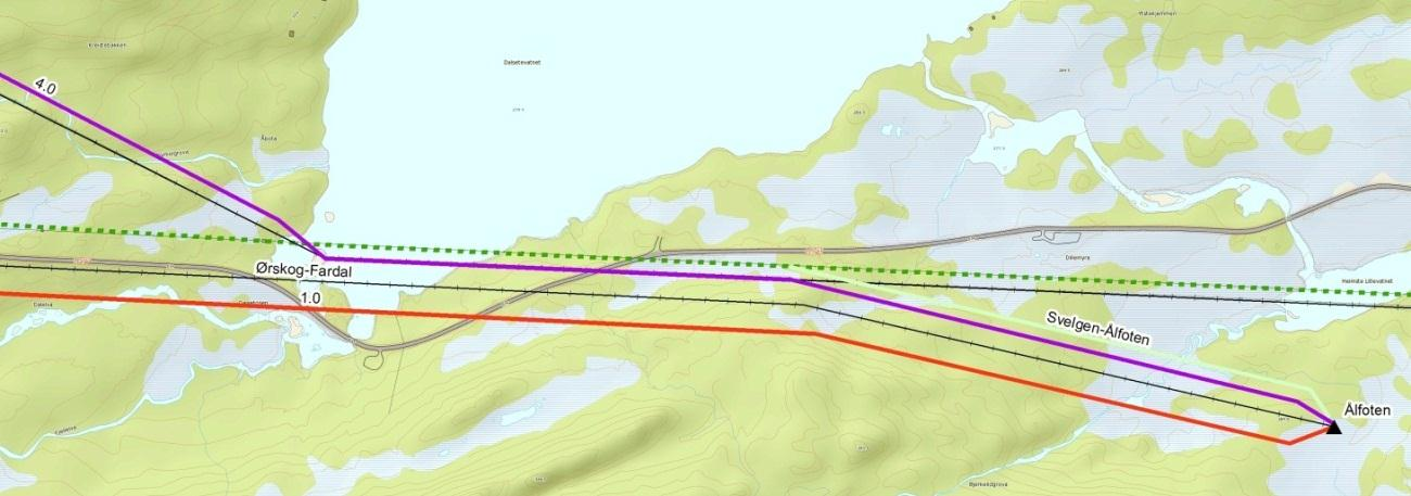 Denne kables fra samme punkt og inn til stasjonen for å frigi plass. Forutsatt at løsningen mellom Svelgen og Ålfoten kun er temperaturoppgradering beholdes denne som i dag.