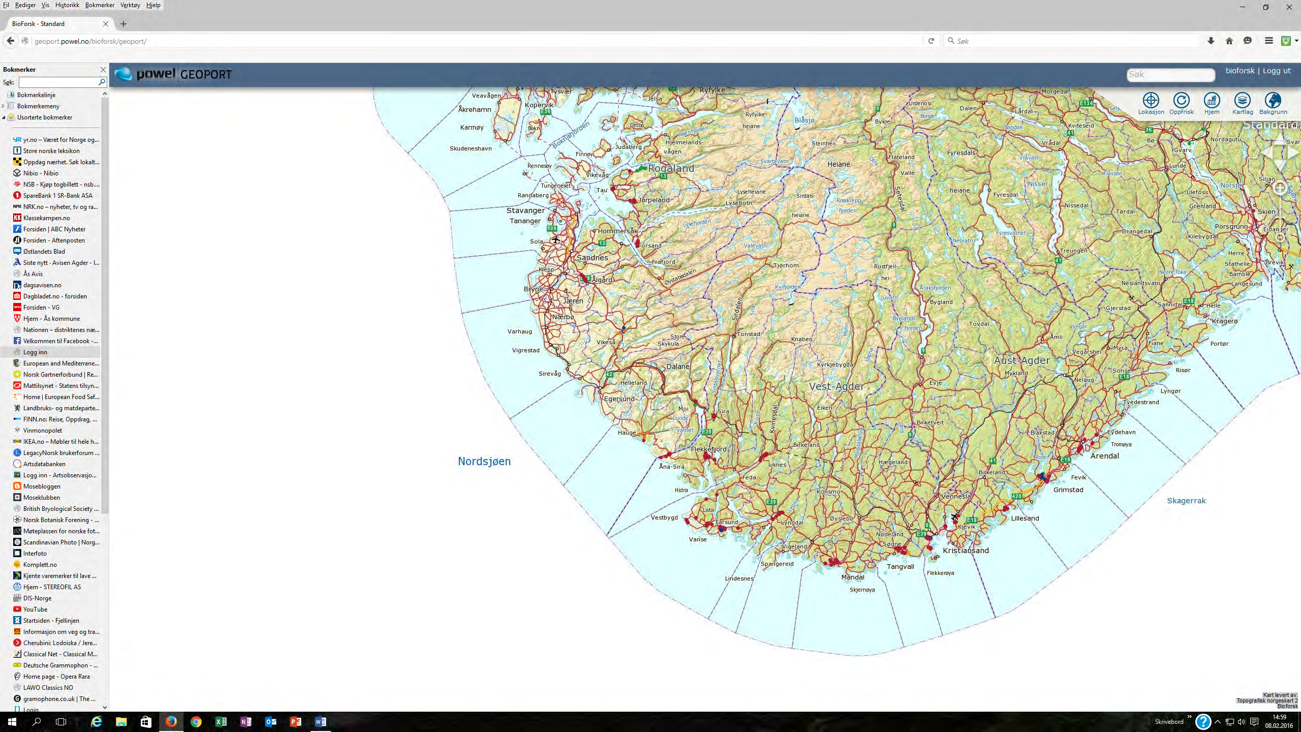 Fig. 4. Registreringer med GPS i Rogaland og Agder Detaljer om arbeidet i regionen: Haugalandet I Haugesund ble ryddingen konsentrert til områdene rundt et planteutsalg ved Spanne.