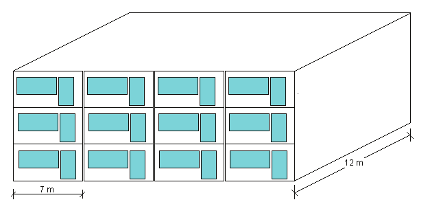 18 hver på 80 m² BRA. De fleste blokkene er planlagt fra 4-6 etasjer, og modellen er også i dette tilfellet mindre kompakt enn snittet i bebyggelsesplanen.