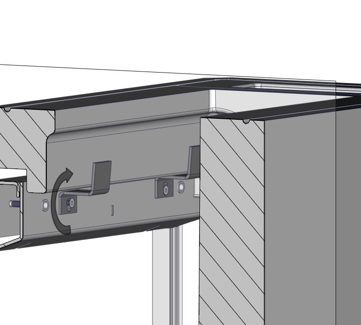 Ikke stram til, justering må gjøres senere. Assemble the brackets holding the frame in place. Do not over-tighten.