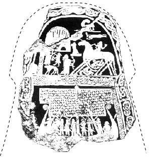 5 Det ikonografiske materialet Figur 19: Billedstein fra Tjängvide, Gotland (Koch 1986b).