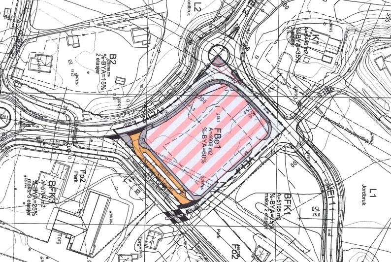 Ny dato 04.11.09 Etter nytt møte med kommunen 30.10.09 ble planen begrenset til kun bensinstasjonstomten og datert på nytt 04.11.09. Utnyttelsesgraden ble endret til 60 % medregnet nødvendig parkering.