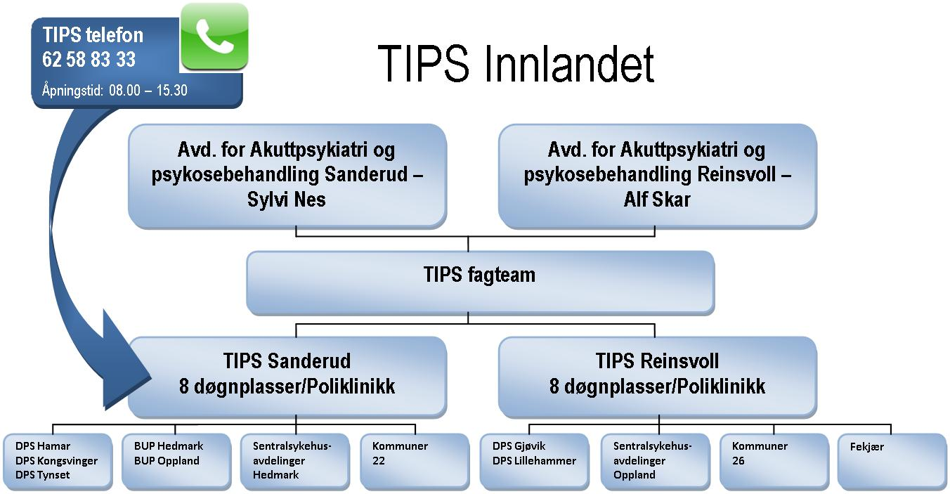 TIPS tidlig intervensjon ved psykose TIPS Innlandet 2014 TIPS er et utrednings og behandlingstilbud for personer med førstegangspsykose, og har til hensikt å være et lavterskeltilbud for alle som er