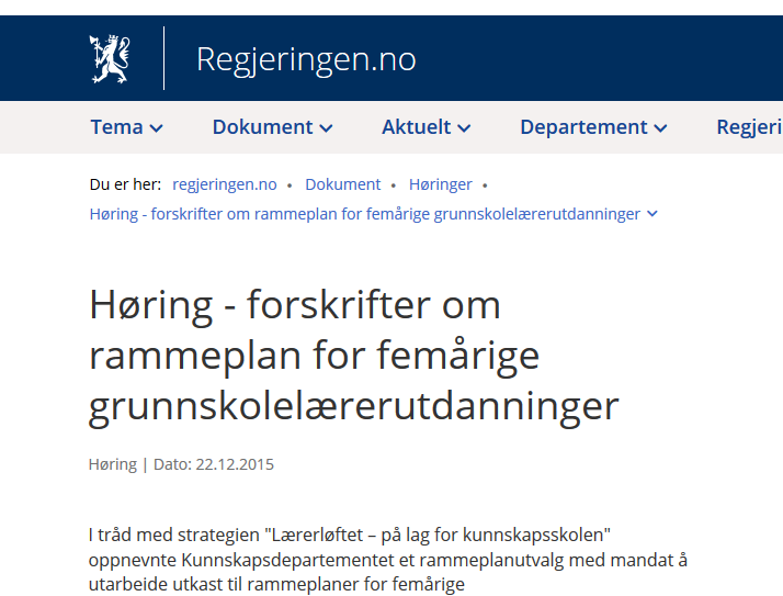 Rammeplanen for GLU (1-7 og 5-10) NOKUT skal påse at kravene