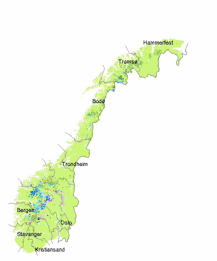 Figur 1.1.5 Berekna vekevis nedbørenergi i 25, 26 og 27. GWh/veke. Kjelde: NVE 1 GWh/veke 75 5 Gj.sn. 197-99 27 26 25 25 1 14 27 4 Vekenr 1. kv 2. kv 3. kv 4. kv 1.1.4 Snø Snøsituasjonen ved starten av fjerde kvartal i 26 og 27 er illustrert i figur 1.