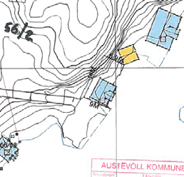 Omsøkt tomt, om lag 100 m² Hybridfoto av eigedomen Nabomerknader: Søker har oppgjeve at det ikkje