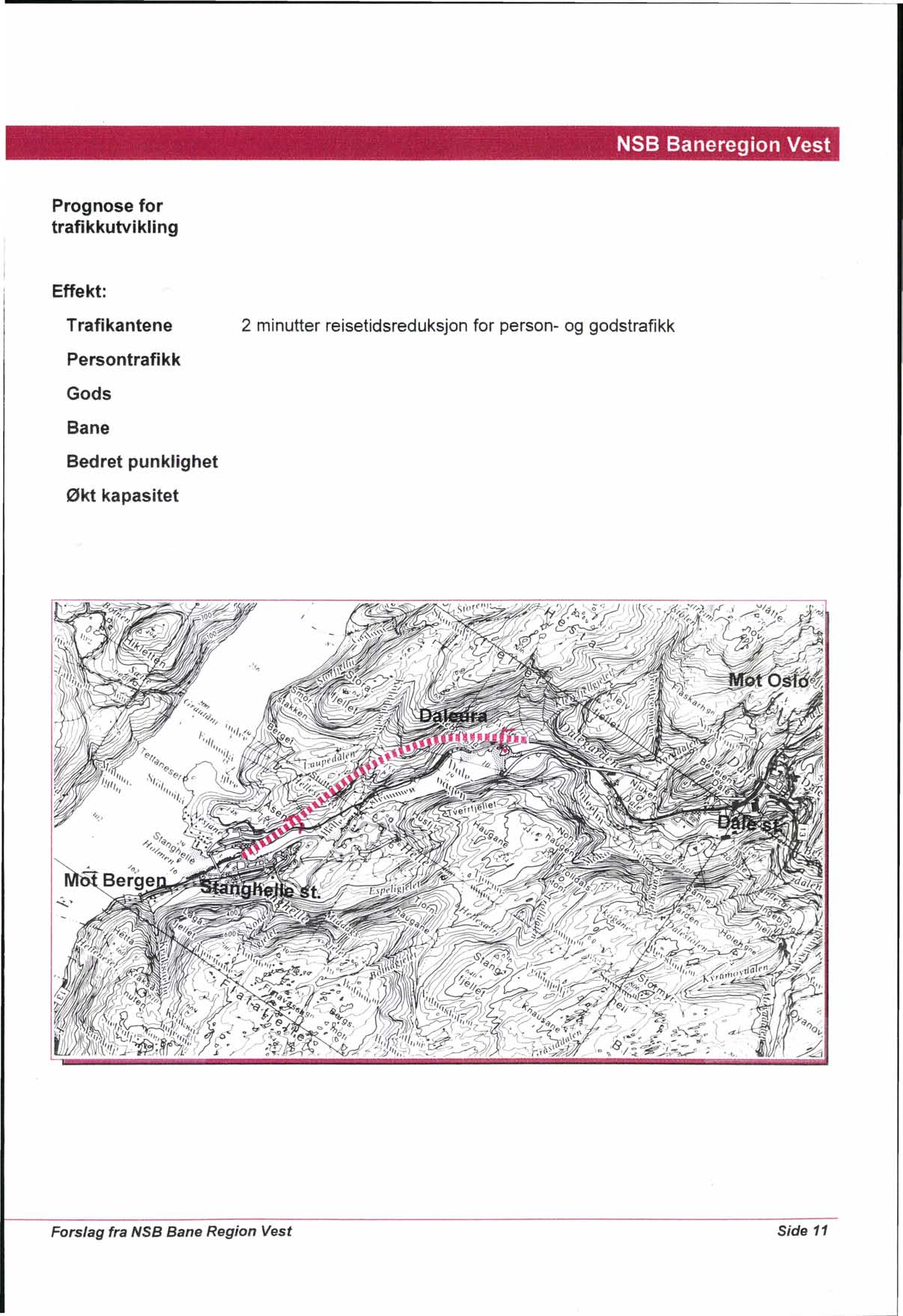 NSB Baneregion Vest Prognose for trafikkutvikling Effekt: Trafikantene 2 minutter reisetidsreduksjon for person-