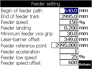 3.10.2. F3 Service parametere Parameterene er beskyttet med OPERATØR passord.