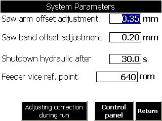 3.10.4. F7 System parametere Parameterene er beskyttet med Admin passord.