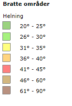 Terrengforhold Snøskred kan utløses i skråninger med helninger på mellom 30 og 50, der skogen ikke står for tett.