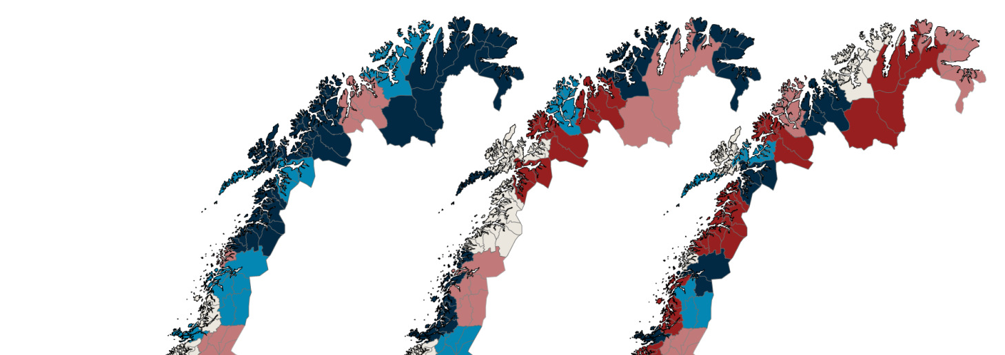 2.2 Trender: Vekstbidrag fra ulike sektorer Figur 2: Vekstbidrag i form av endring i antall arbeidsplasser i prosentpoeng av samlet sysselsetting i årene 29 og.