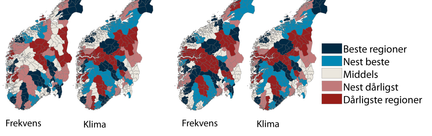 De regionene som har sterkest innovasjonsklima for produktinnovasjon er Bjørnefjorden, Søre Sunnmøre og Osterfjorden.