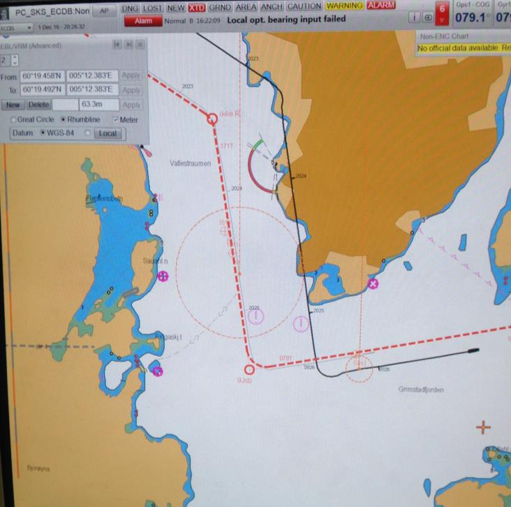 Forsøk 2 Ukalibrert logg SOG 15 STW 17 Turn 1 måling forskjell 2 måling 0,2 i turn etter turn. 1. Styrbord med 10 i rorutslag 30,6m 26,5m 2. Babord med 10 i rorutslag 23,3m 21,8m 3.