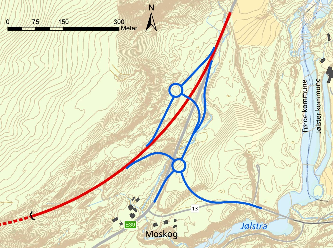 4.6.11 Moskog Jølster (700 m) Påhogget på Moskog ligg inne i skogen ovanfor dagens E39.