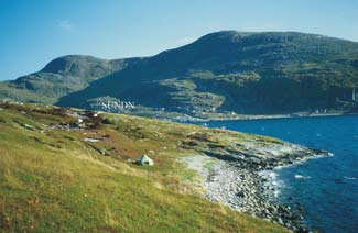 9, og forventes å reflektere bosetninga i Sundfjæra midtre best (fig. 4). Sundfjæra er i dag ei grunn bukt, men tidligere strandlinjer viser at det har vært ei smal NØ-SV-vendt vik.