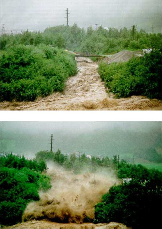 liten elv i Sveits der det falt 400 mm regn på 24t i 1987.