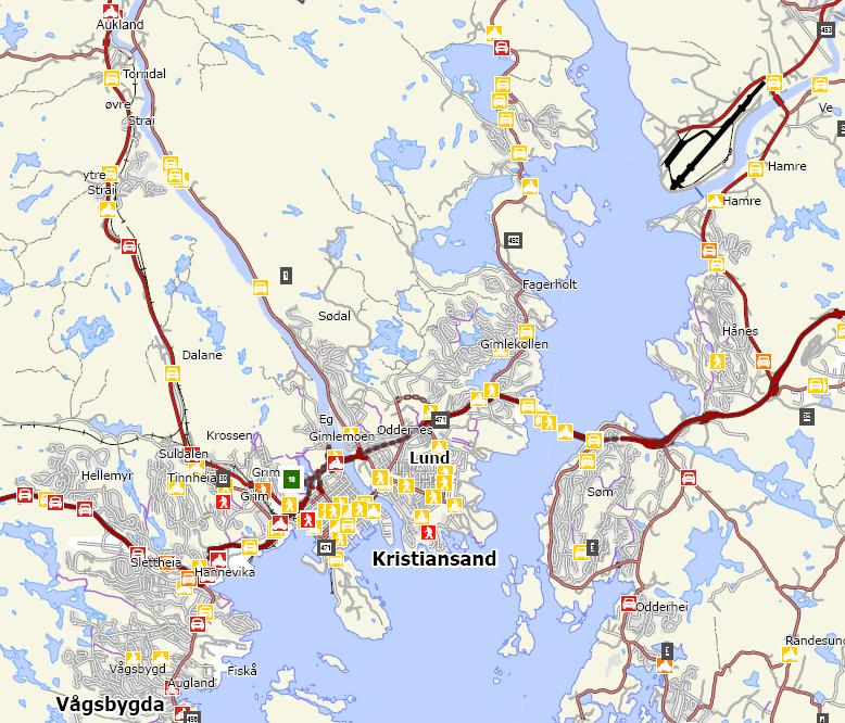 Figur 11 Oversikt over trafikkulykker i Kristiansandregionen, år 2000 til november 2010 Basert på en vurdering i analysegruppen ble det