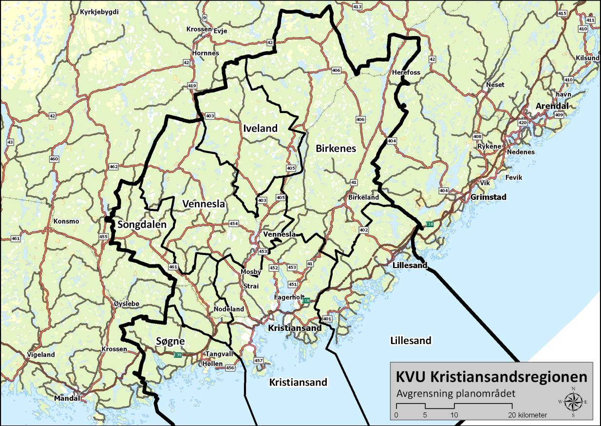 1 Introduksjon 1.1 Om KVU Kristiansand I forbindelse med planlegging av fremtidige transportløsninger for Kristiansand gjennomfører Statens vegvesen Region sør en konseptvalgutredning (KVU).