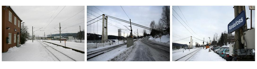 Rånåsfoss stasjon Sideplattform på 160 meter til spor 1, ensidig mellomplattform i tre på 80 meter til spor 2 Kryssingsspor med en effektiv kryssingslengde på 642 m