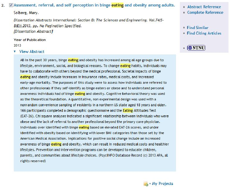 PsycInfo Trunkering * Bruk $ for søk på ordstamme (trunkering). * Tonsil$ gir søk på tonsils, tonsillitis, tonsillectomy o.s.v.