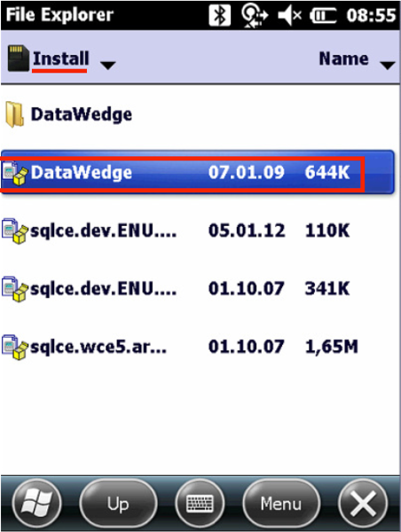 Åpne DataWedge( 07.01.09 644K ) filen.