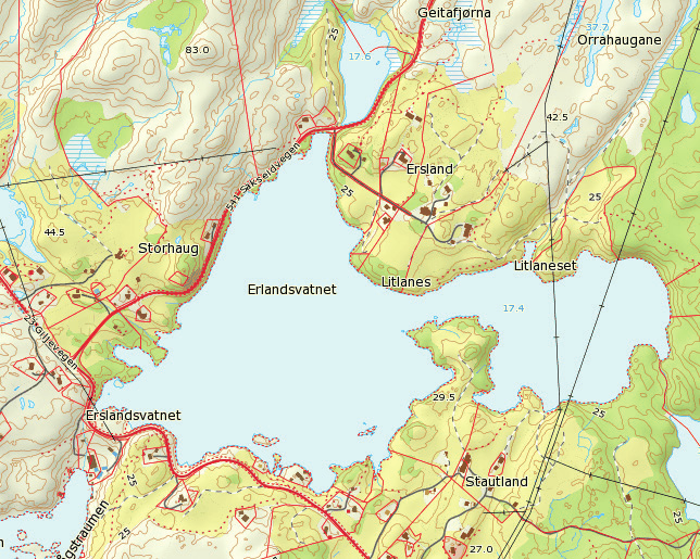 Storavatnet på Svortland 59.7941 5.1701 v/ Kulturhuset Vatnet midt i sentrum er eit godt alternativ for ein padletur både i kajakk og kano.