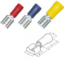 rød 260304 2000438 Isolert gaffelkabelsko 0,5-1,0mm² M4, rød 260306 2000439 Isolert gaffelkabelsko 0,5-1,0mm² M5, rød 260312 2000440 Isolert gaffelkabelsko 1,5-2,5mm² M3,5.