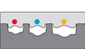 Krympebakkene passer for: isolerte kabelsko / forbindinger 0,5-6mm² (211963), isolerte og uisolerte endehylser 0,5-16mm² (211998), uisolerte kabelsko og forbindinger 0,5-10mm² (211999), BNC og TNC