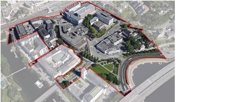 7 Rådhuset, Brambanigården, Ringigården og Viktoriagården er ikke tatt med i planen da de er å anse som ferdig utbygd.