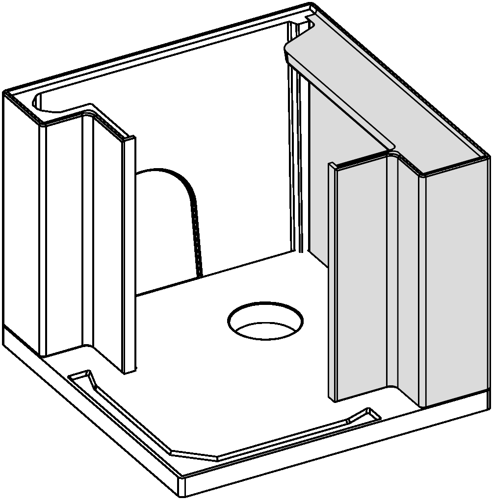 FIG 3 Plasser første sidevange på bunnplaten. Bruk akryl mellom elementene. Sørg for at yttersiden elementet flukter med utsiden av bunnplaten Place the first concrete part on the bottom plate.