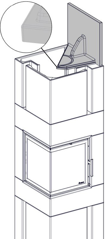 FIG 18 Plasser neste element. Skal produktet topptilkobles må utsparingen fjernes med egnet verktøy. NB!