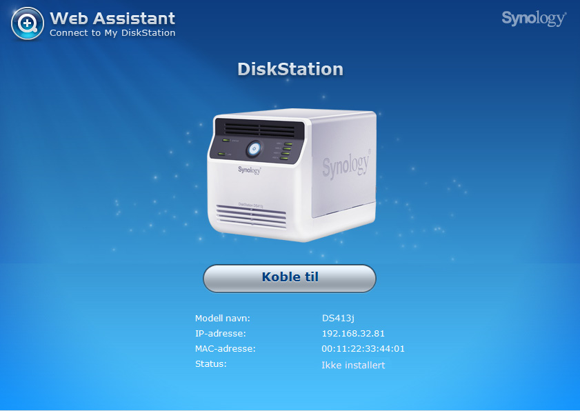 Kapittel Installer DSM på DiskStation Kapittel 3: 3 Når maskinvareinstallasjonen er fullført, må operativsystemet DiskStation Manager (DSM) installeres på din DiskStation før du kan bruke den.
