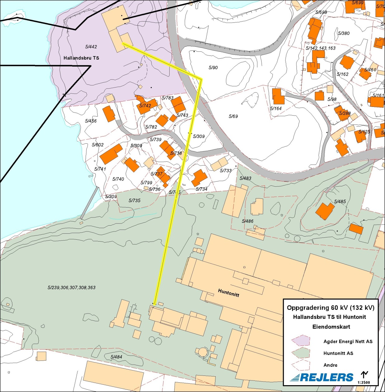 NVEs referansenummer for gjeldende konsesjon er NVE 200105104-2. Ledningen er omtalt i pkt. 50 første avsnitt. Gjeldene konsesjon er en luftledning på 336 m og med tverrsnitt 3X50 Cu.