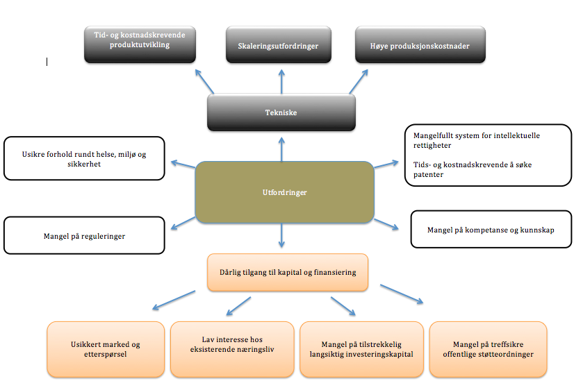 åhaenåpentilnærmingtilfenomenet,ogladettereflektereogbegrunnevalgav metode. Figure5=Grafiskfremstillingavutfordringervedkommersialiseringav nanoteknologi.