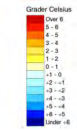 Figur 1.1.3 Temperaturavvik i ºC frå normalt (1971-2) for juli, august og september 211. Kjelde: NVE og met.no Juli August September 1.1.4 Nedbør I store deler av Sør-Noreg har det kome meir nedbør enn normalt gjennom heile tredje kvartal.