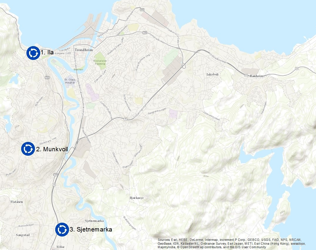 4.4 Rundkjøring Det var tre rundkjøringer som ble observert for å finne ut hvilken som var mest egnet til å registreres.