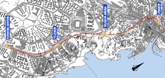 Tunnelløsning alternative traseer på Fornebu Optimalisering av trasé på Fornebu, forlengelse