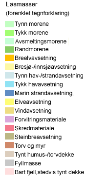 Dominerende bergarter innenfor planområdet er grønnstein, diabasganger (mørk, hard og