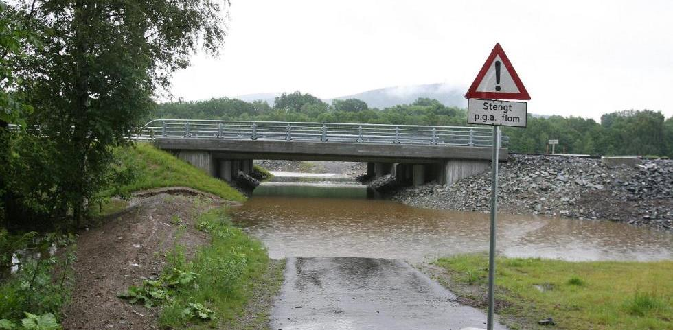 E16 Sandvika Wøyen, tiltak ifm flom Arbeider langs