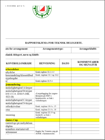 6.Kontrollere postplassering og postbeskrivelser før løypene trykkes. 7.Påse at arrangøren organiserer gjennomløping før start på løpsdagen.